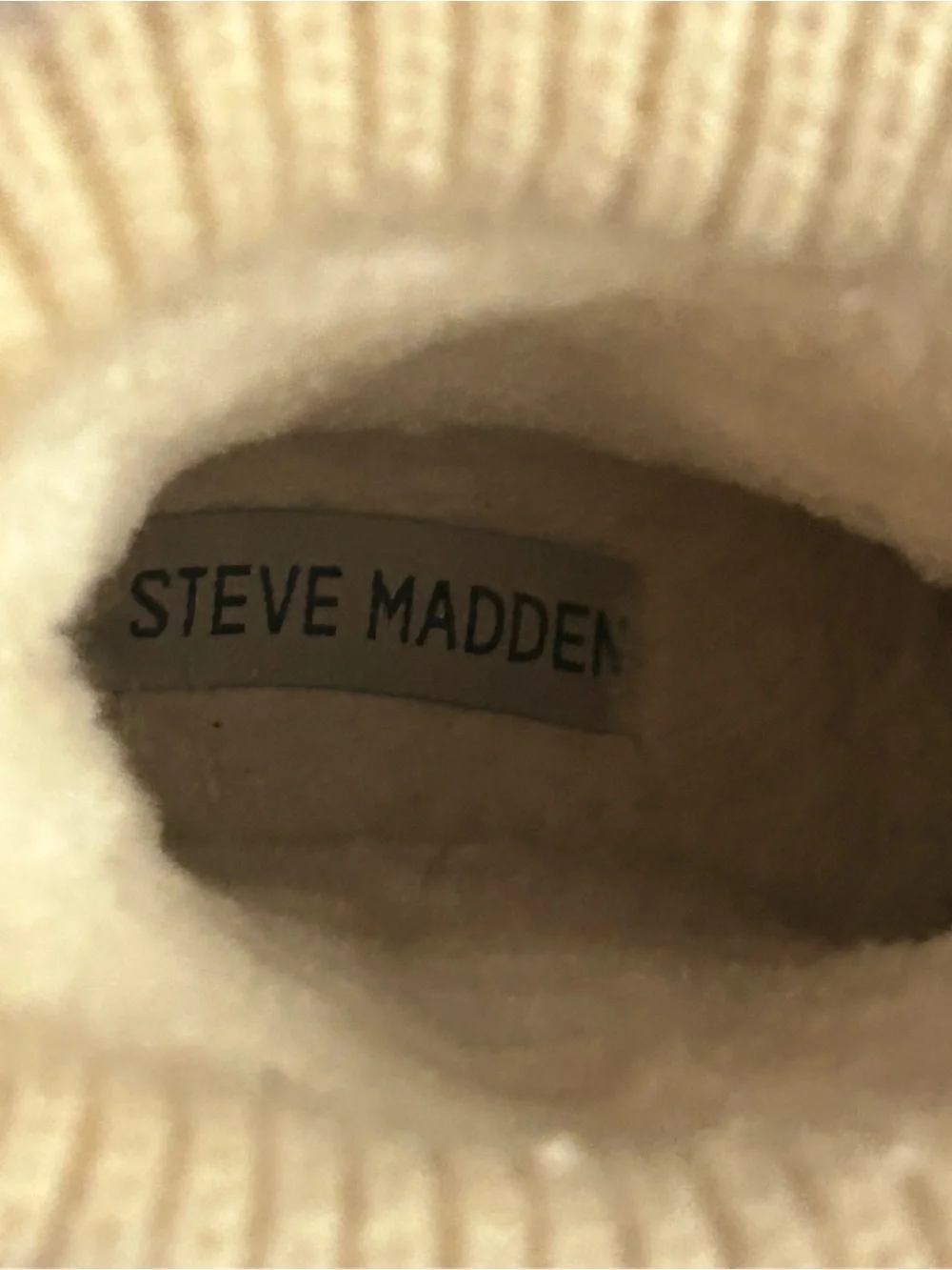 Steve Madden Cream Sweater Cuff Kids Boots w/Colorful Embroidered Patch Accents